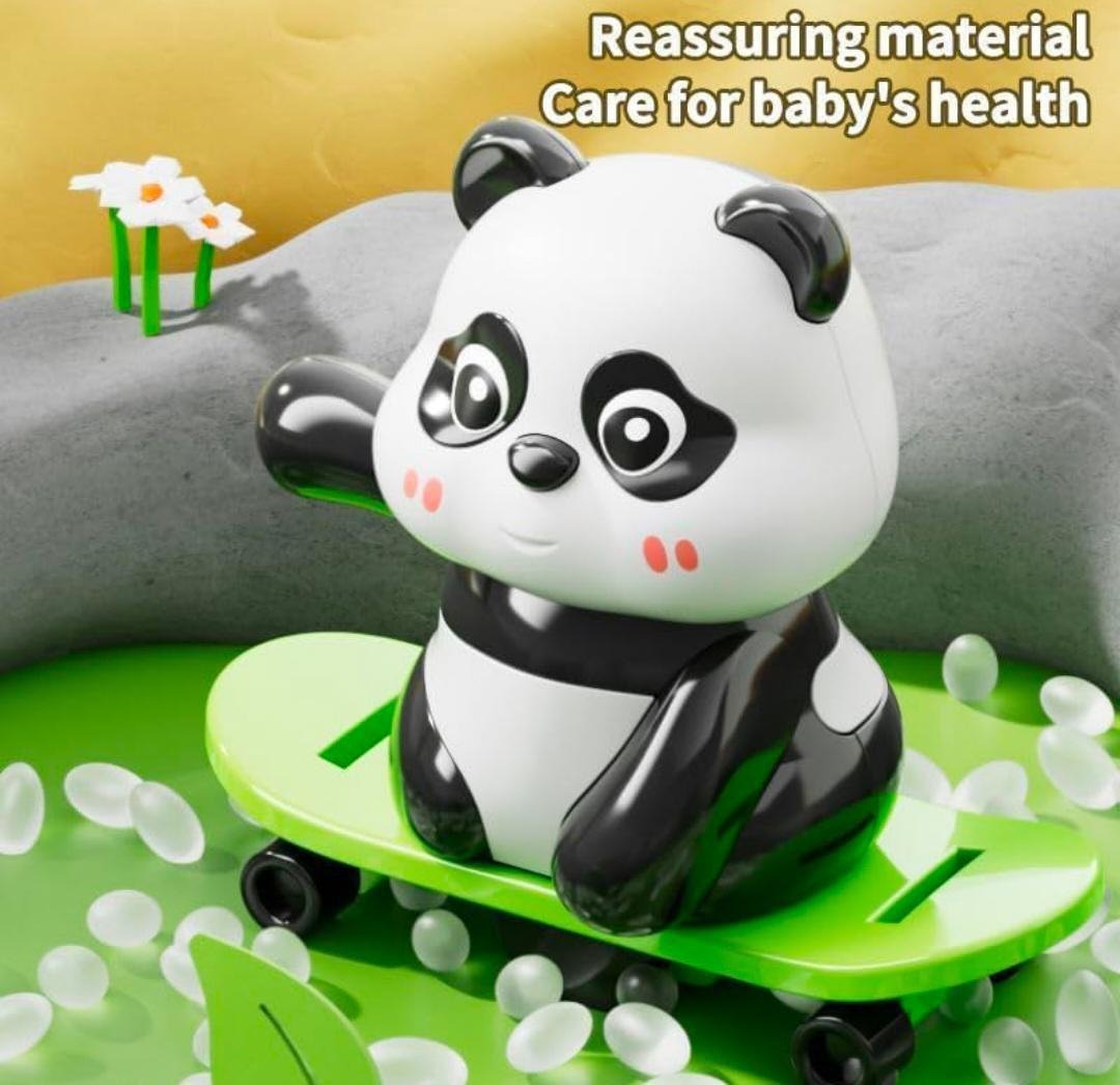 Cute Panda Toy Set 3PCS for Kids | Wobbling Panda with Skateboard, Rope Jump & Ring | Fun Cartoon Play Toys (3+ Years)